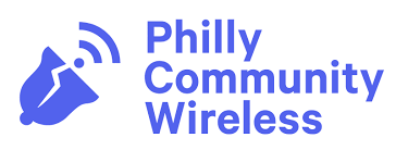 Philly Community Wireless logo featuring an upside down bell with a crack connected to a wireless symbol.